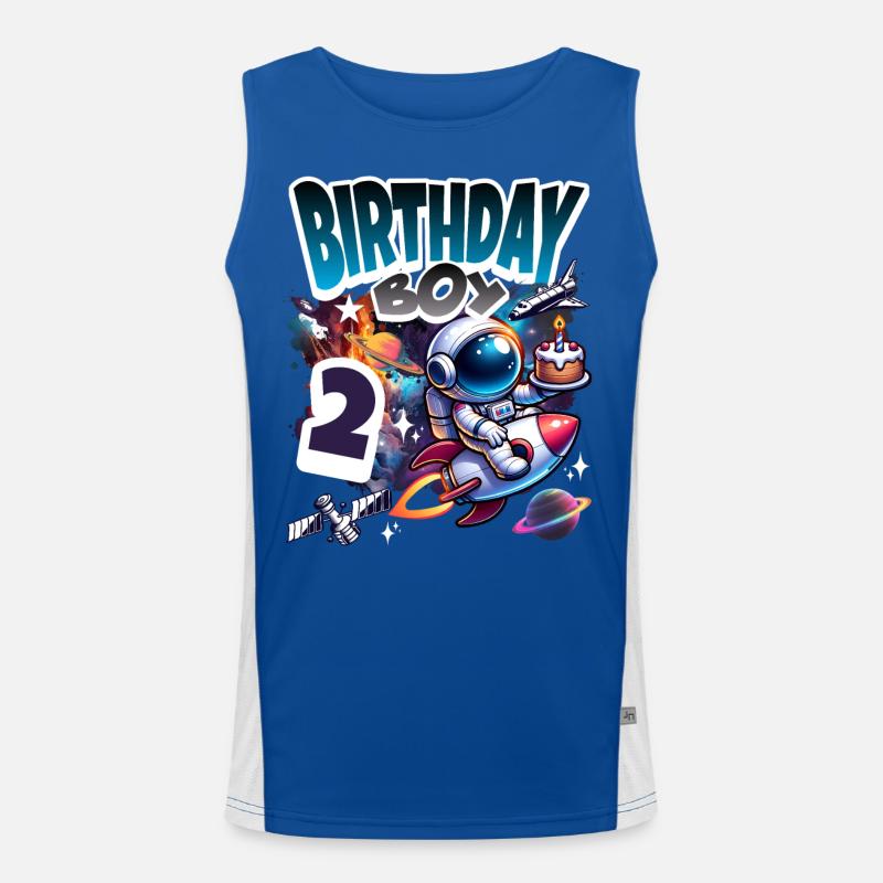 Astronaut 2nd Birthday Space Men's Functional Contrast Tank Top 