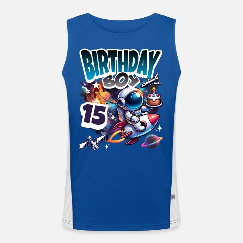 Astronaut 15th Birthday Space Men's Functional Contrast Tank Top 