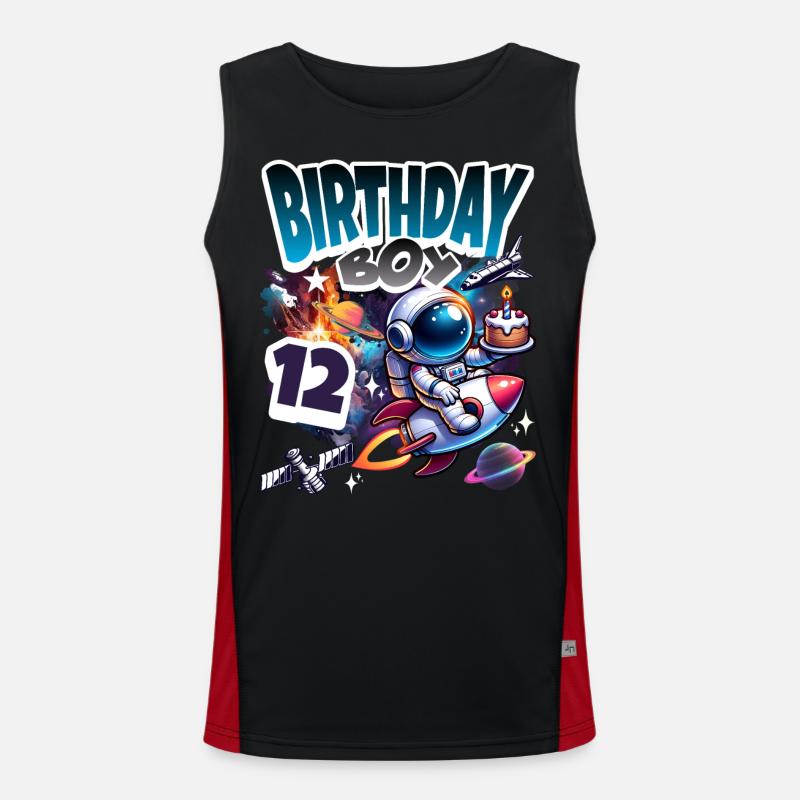 Astronaut 12th Birthday Space - Men's Functional Contrast Tank Top  - black/red