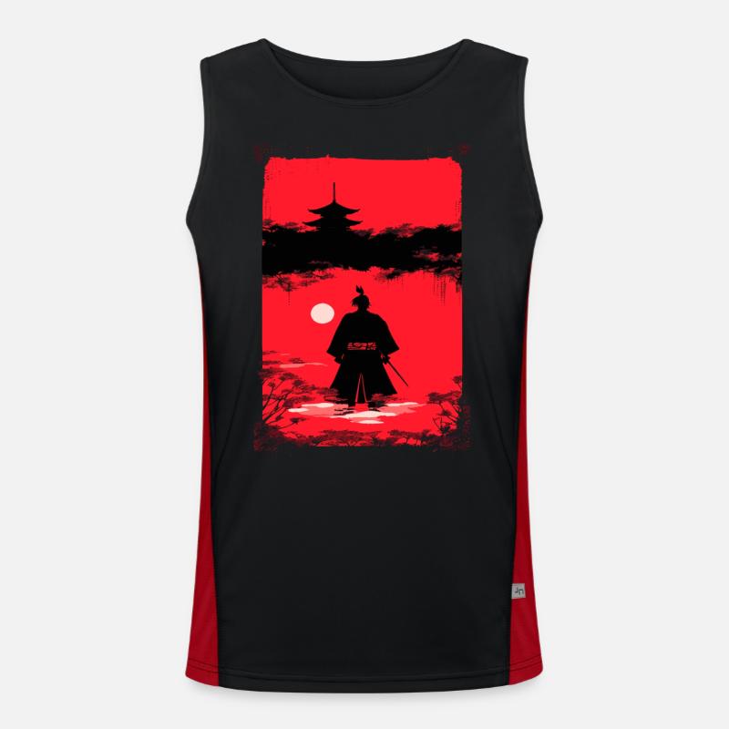 Samurai in the moonlight Men's Functional Contrast Tank Top 