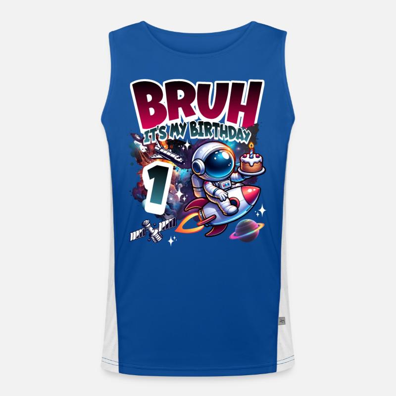 Astronaut 1st Birthday Space Men's Functional Contrast Tank Top 