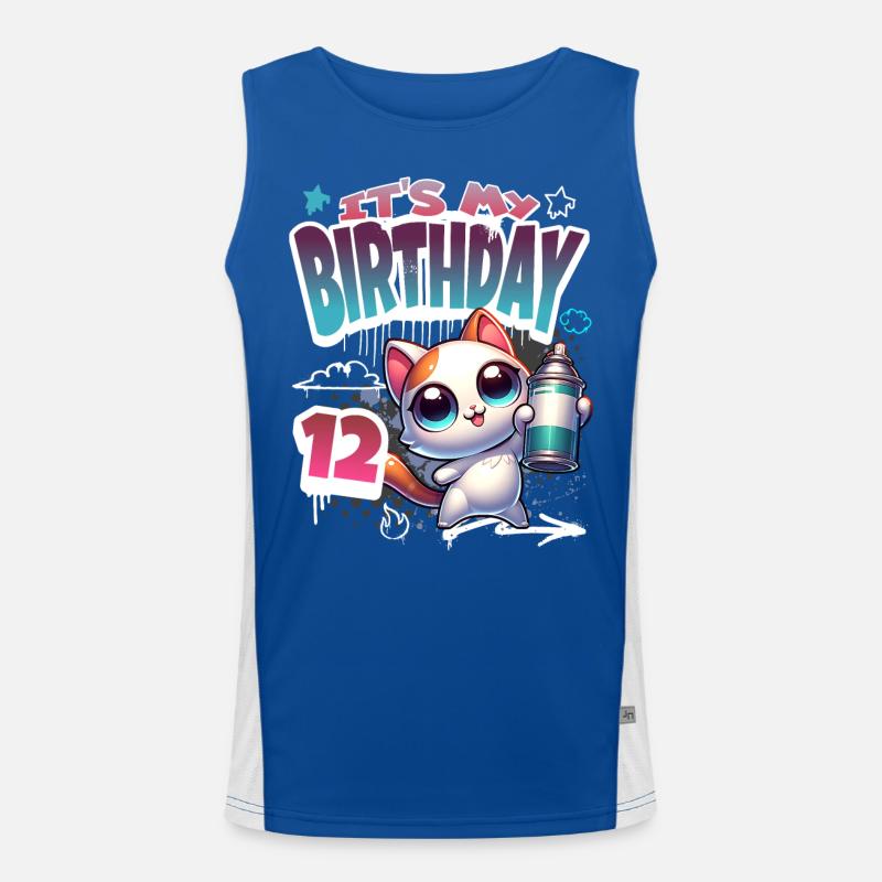 12e anniversaire chat graffiti Débardeur respirant contrasté Homme 