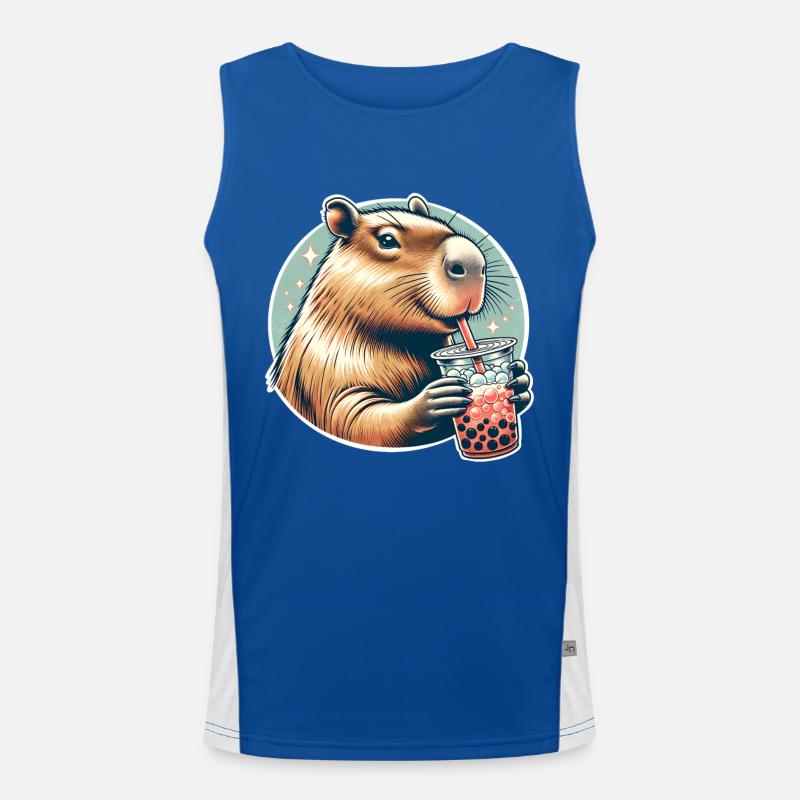 Capybara Bubble Tea Funktionelles Kontrast-Tank Top für Männer 