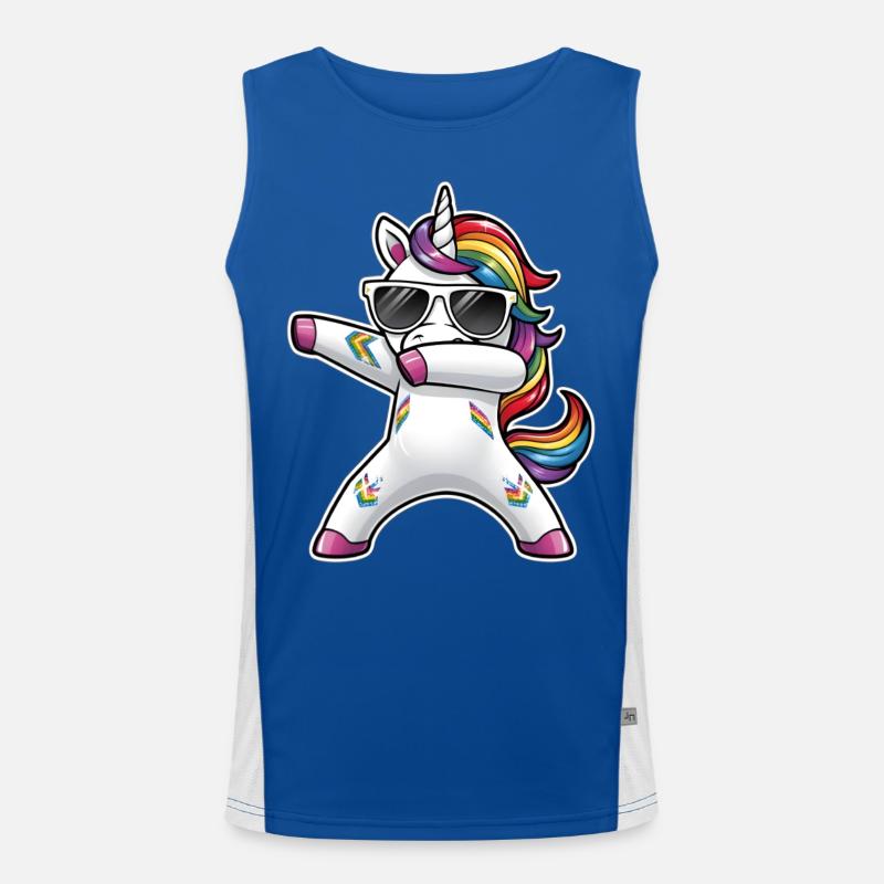 Dabbing Einhorn Funktionelles Kontrast-Tank Top für Männer 