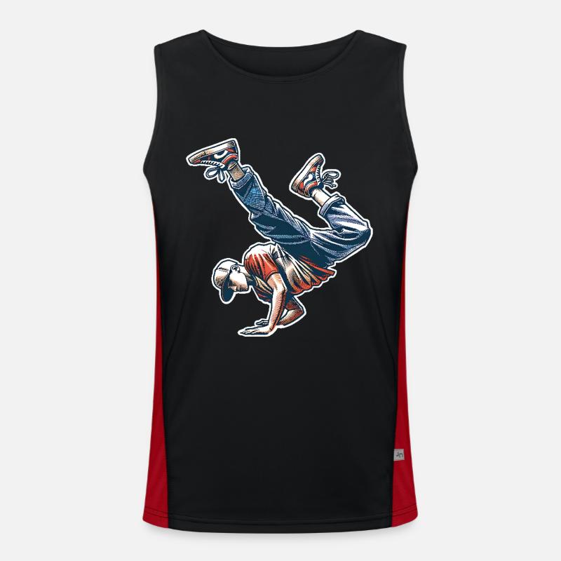 Breakdancing - Men's Functional Contrast Tank Top  - black/red