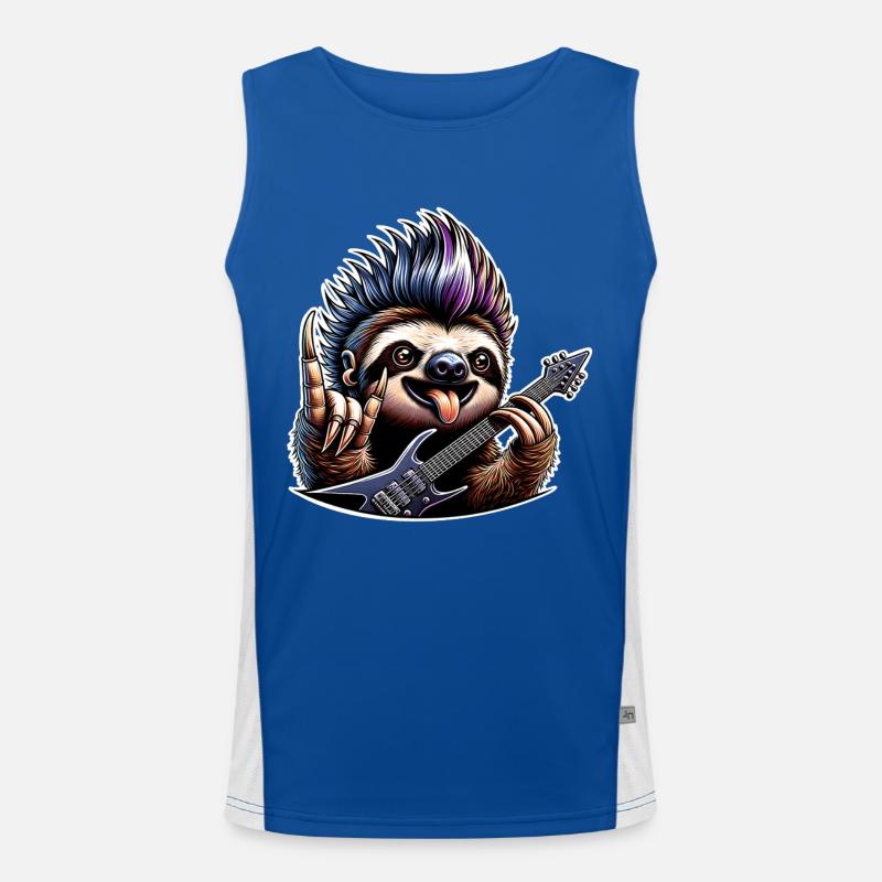 Faultier Rock and Roll Gitarrist Funktionelles Kontrast-Tank Top für Männer 
