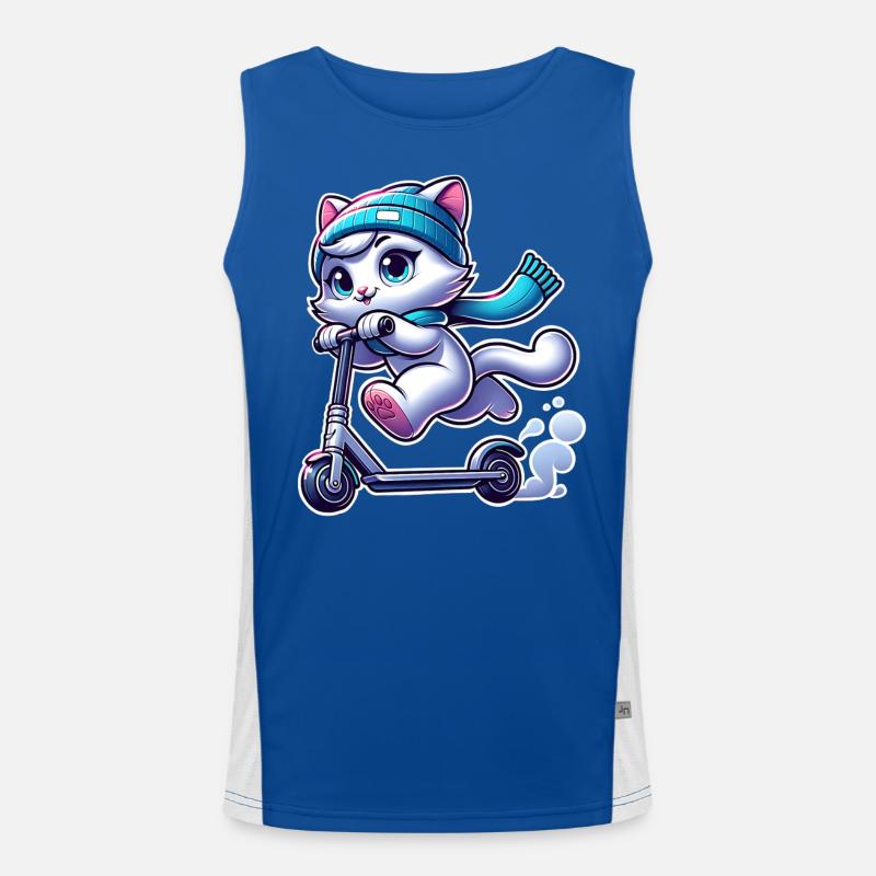 E-Scooter E-Roller Tretroller Katze Funktionelles Kontrast-Tank Top für Männer 