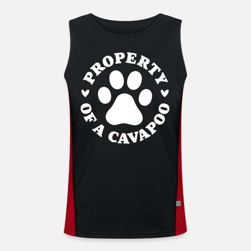Eigentum eines Cavapoo - Funktionelles Kontrast-Tank Top für Männer  - Schwarz/Rot