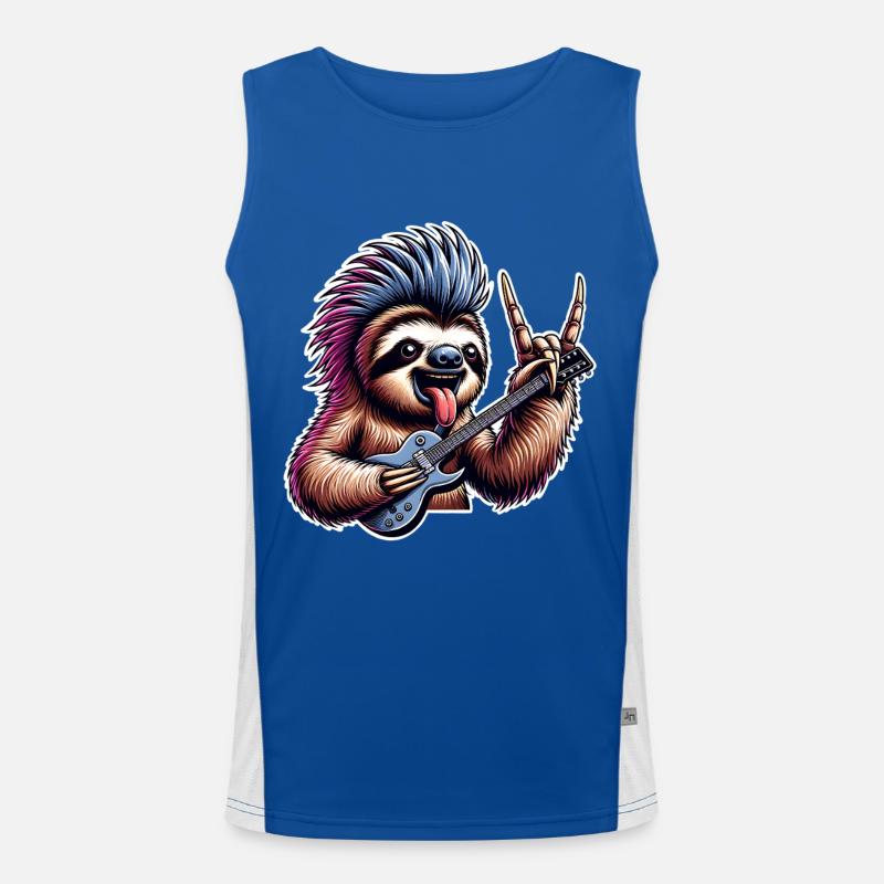Faultier Rock and Roll Gitarrist Funktionelles Kontrast-Tank Top für Männer 