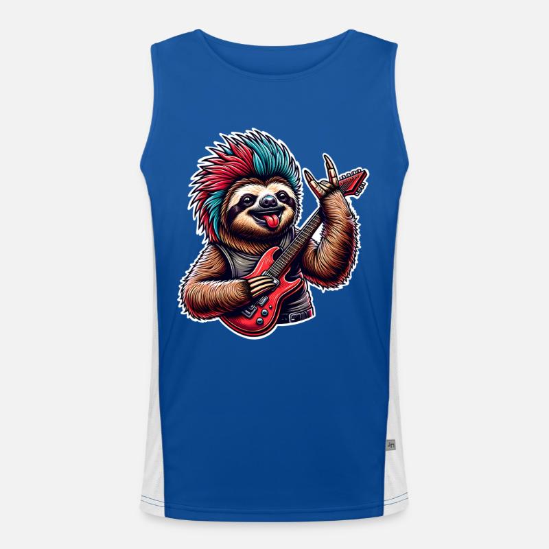 Faultier Rock and Roll Gitarrist Funktionelles Kontrast-Tank Top für Männer 