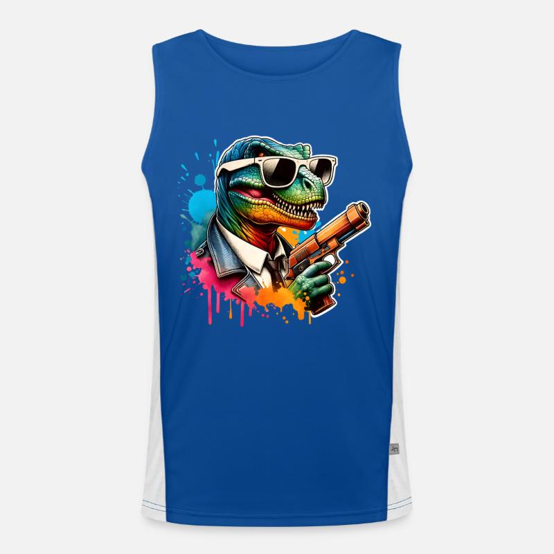 T Rex Dinosaur Water Gun Men's Functional Contrast Tank Top 