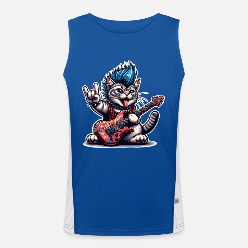 Cat Guitariste de Rock and Roll Débardeur respirant contrasté Homme 
