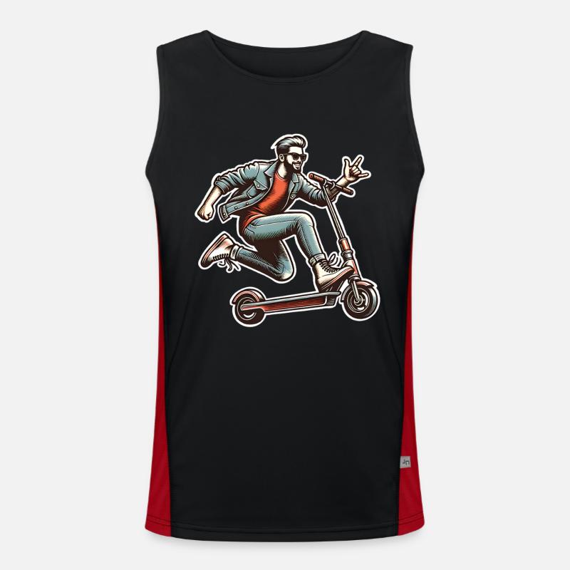 Kick Scooters E-Scooters E-Scooters - Men's Functional Contrast Tank Top  - black/red
