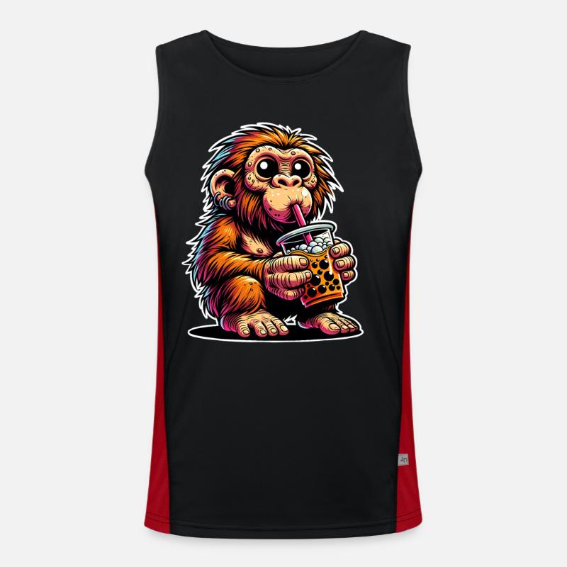 Neanderthal Bubble Tea - Men's Functional Contrast Tank Top  - black/red