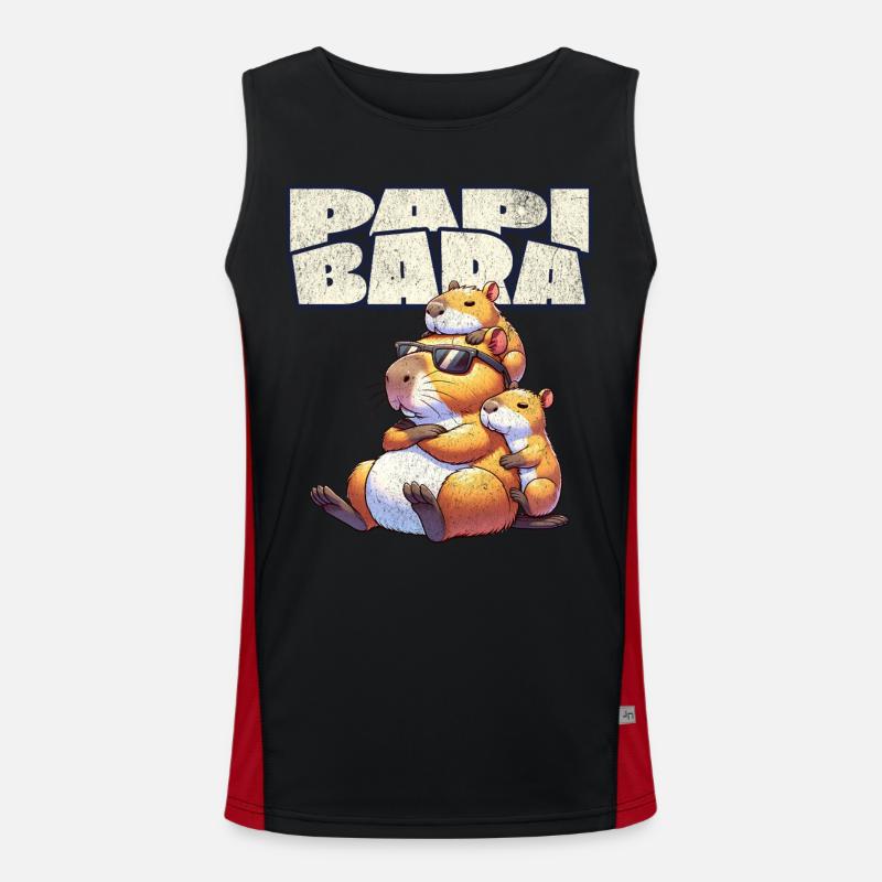 Papibara Capybara Vater Papa Funktionelles Kontrast-Tank Top für Männer 
