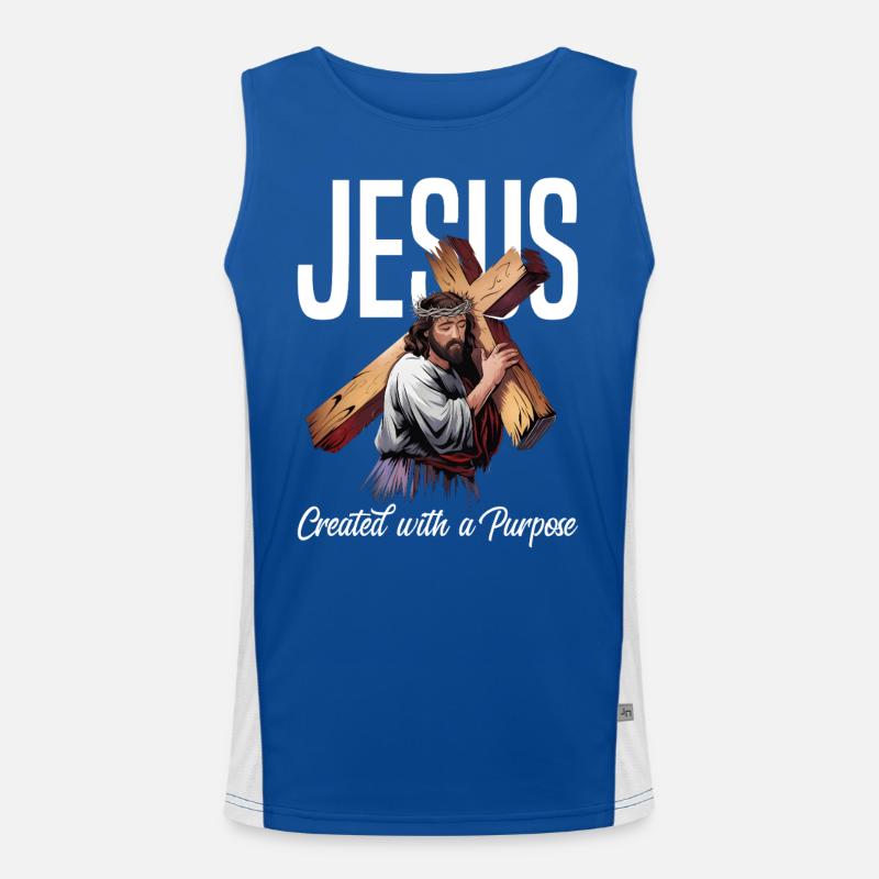 Jesus Created With A Purpose Men's Functional Contrast Tank Top 