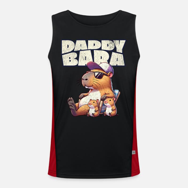 Daddybara Capybara Father Dad - Men's Functional Contrast Tank Top  - black/red