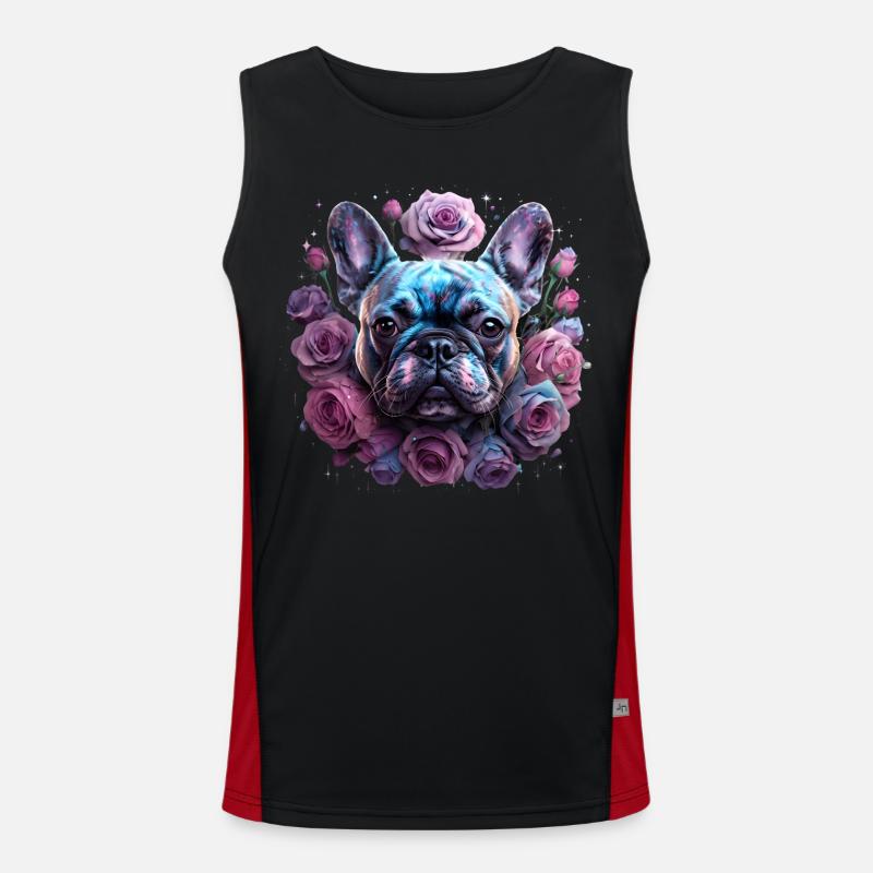 French Bulldog Head - Men's Functional Contrast Tank Top  - black/red