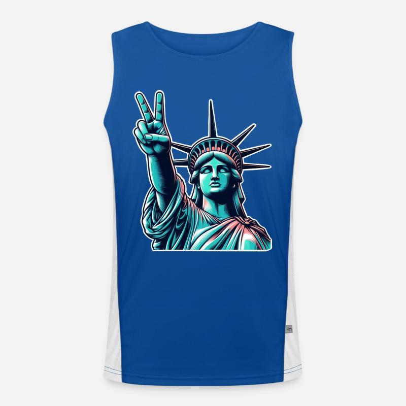 Freiheitsstatue Peace Funktionelles Kontrast-Tank Top für Männer 