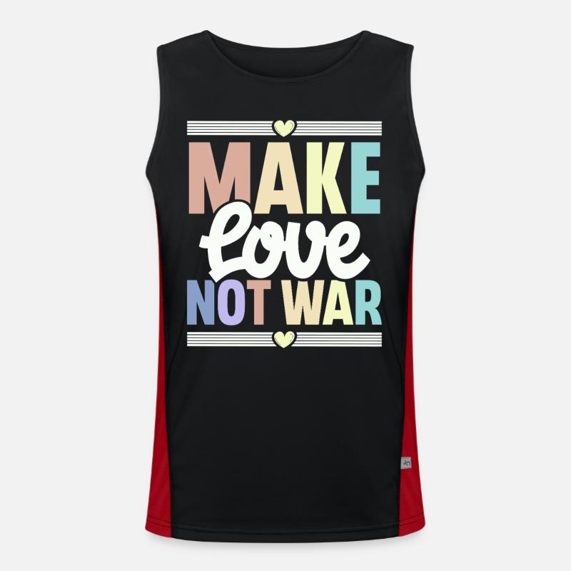 Make Love Not War - Men's Functional Contrast Tank Top - black/red