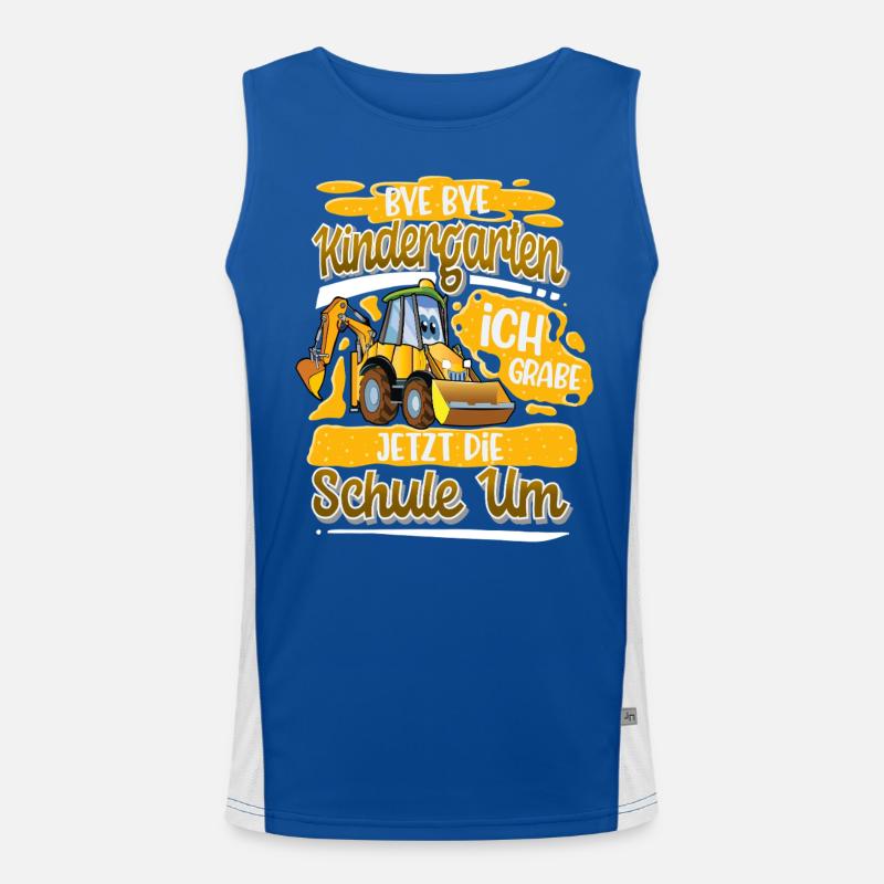 Schulbegin Einschulung Bagger Funktionelles Kontrast-Tank Top für Männer 