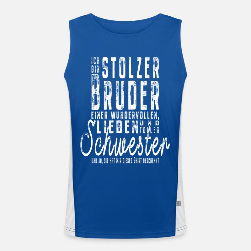 Ich bin stolzer Bruder einer tollen Schwester Funktionelles Kontrast-Tank Top für Männer 