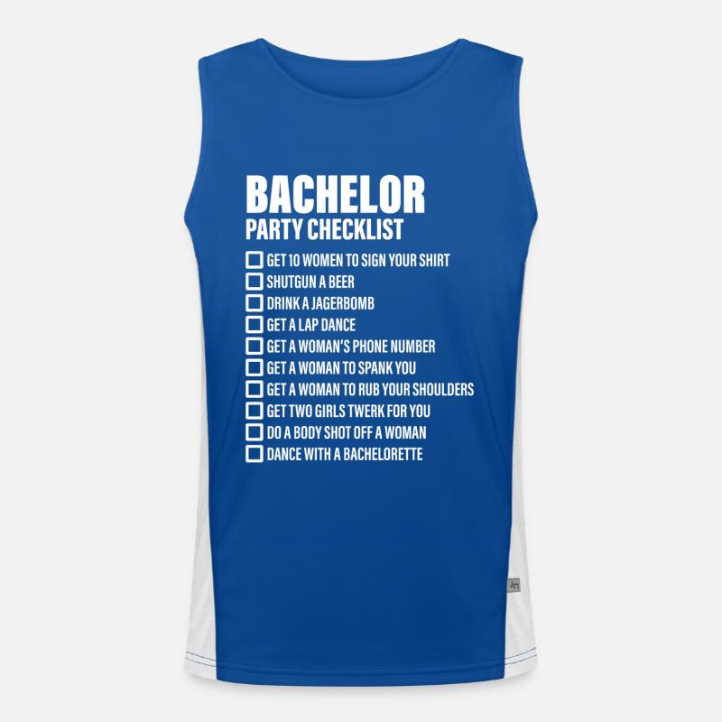 Bachelor Party Checklist - JGA Men's Functional Contrast Tank Top 
