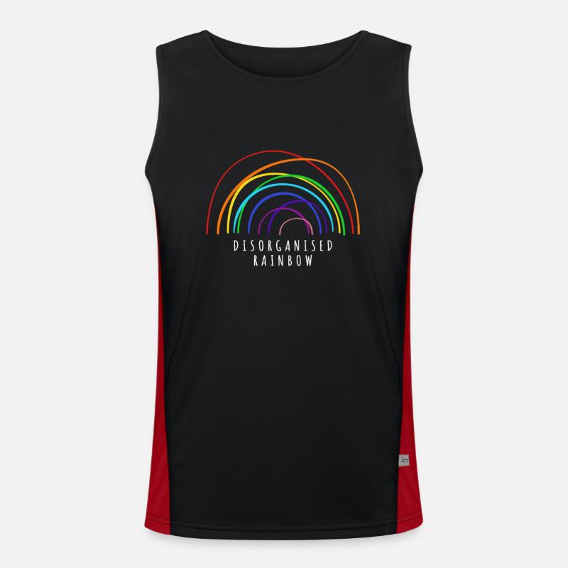 Disorganised Rainbow Funny Colourful Rainbow Men's Functional Contrast Tank Top 