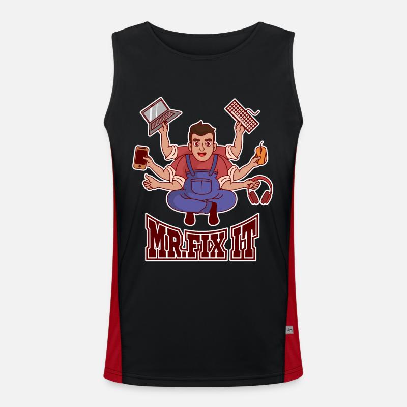Mr. Fix IT Admin IT-Betrieb Informatiker Funktionelles Kontrast-Tank Top für Männer 