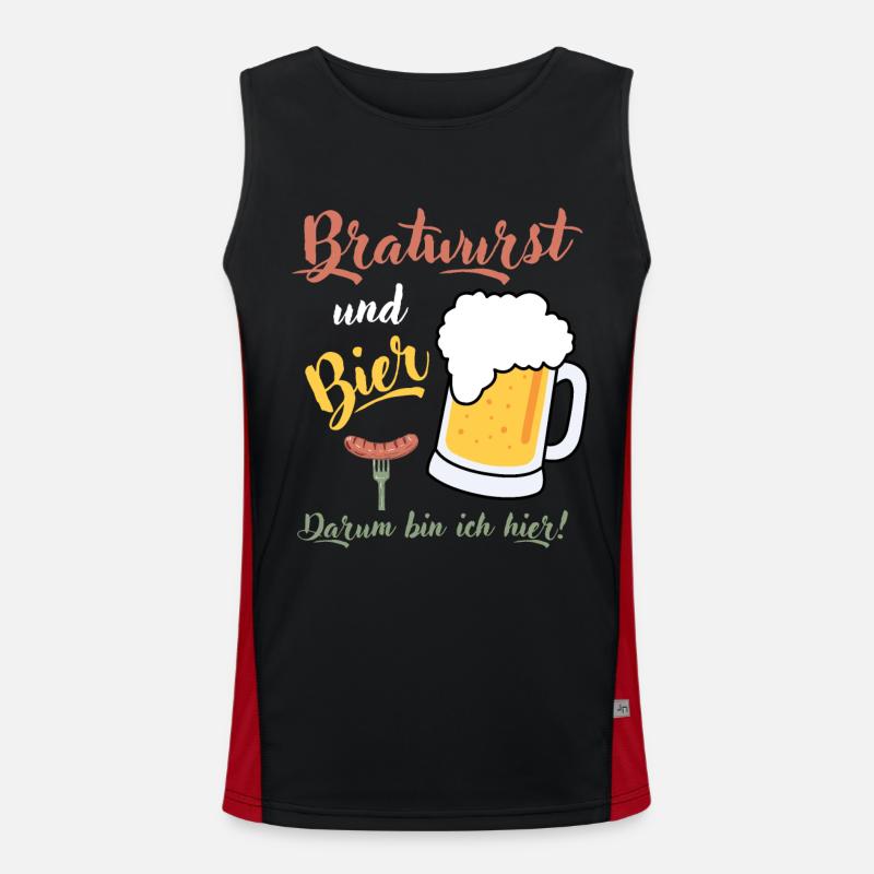 Bratwurst Bier Geschenk Wurst Biertrinker Grillen Funktionelles Kontrast-Tank Top für Männer 