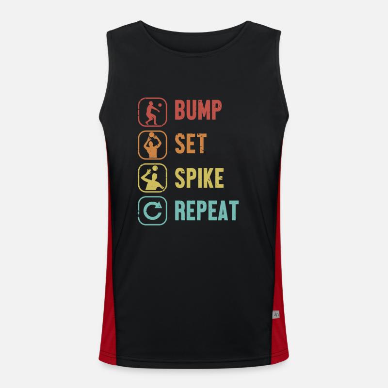 Bump Set Spike Repeat Coach Team Player Trainer Men's Functional Contrast Tank Top 