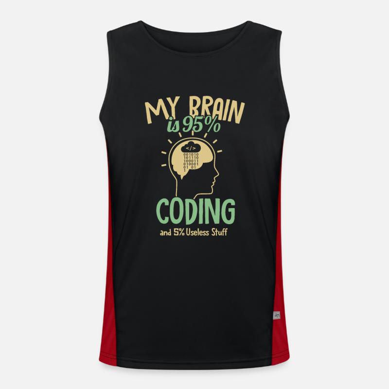 My Brain is 95% Coding Softwareingenieur Coder Funktionelles Kontrast-Tank Top für Männer 
