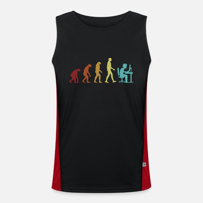 Programmer Evolution Softwareingenieur Coder - Funktionelles Kontrast-Tank Top für Männer  - Schwarz/Rot