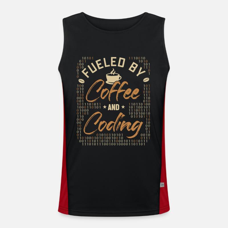 Fueled by Coffee and Coding Coder Software Men's Functional Contrast Tank Top 