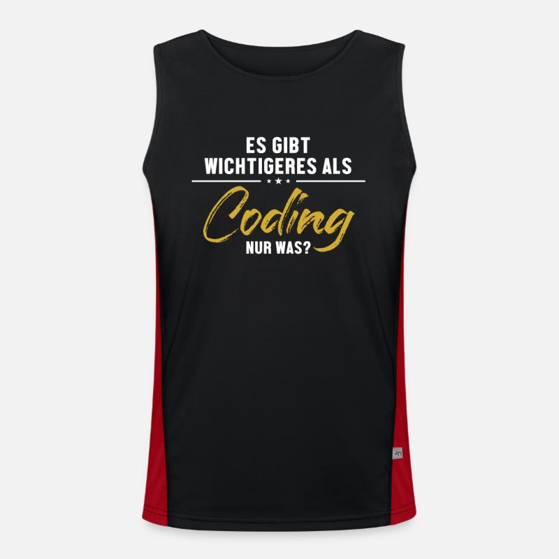 Wichtigeres als Coding Softwareingenieur Coder - Funktionelles Kontrast-Tank Top für Männer - Schwarz/Rot