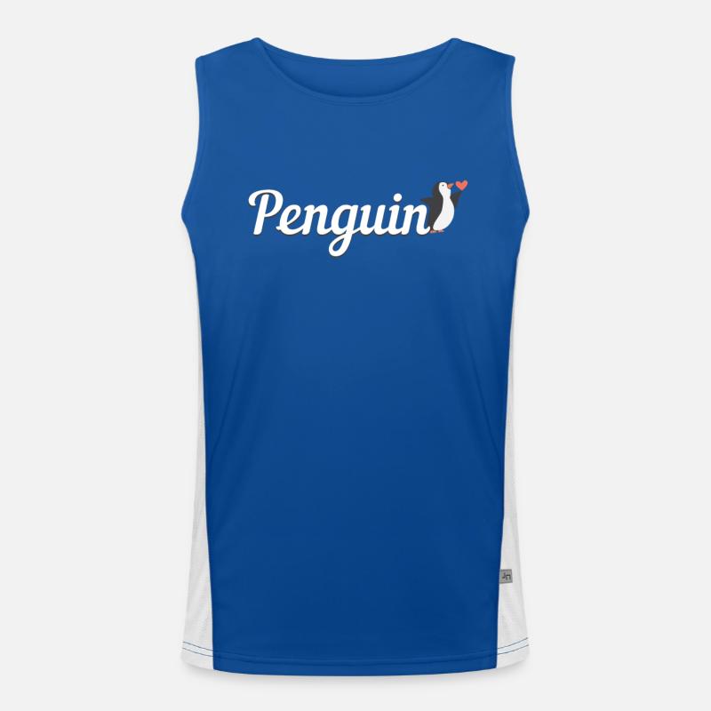 Penguin Text Sea Bird King Emperor Penguin Lover Men's Functional Contrast Tank Top 