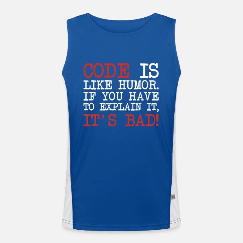 Code Explanation Coder Engineer Software Developer Men's Functional Contrast Tank Top 