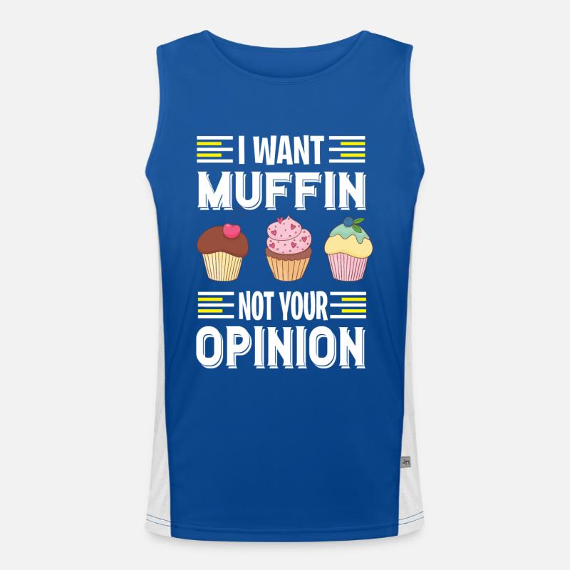 Ich will Muffins essen ein süßes Gebäck Funktionelles Kontrast-Tank Top für Männer 