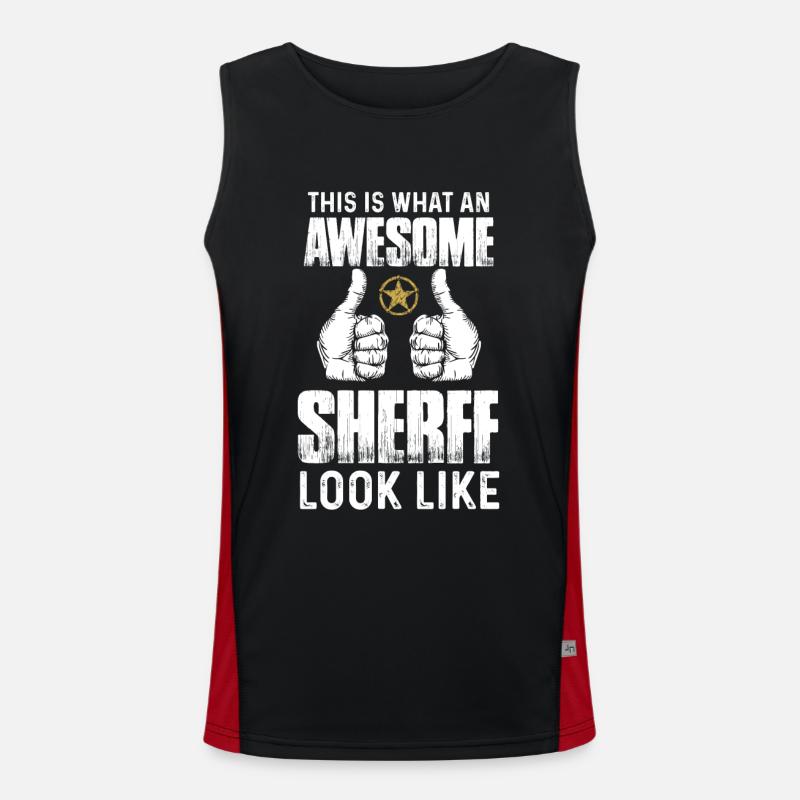 Awesome Sheriff with Sheriff's Star at Work Men's Functional Contrast Tank Top 