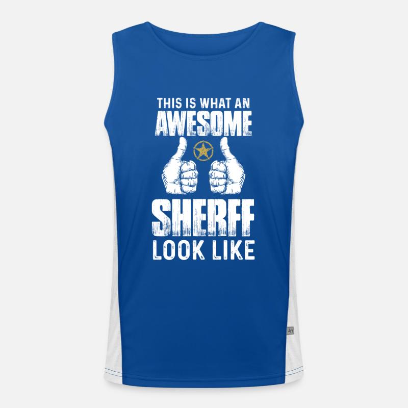 Awesome Sheriff with Sheriff's Star at Work Men's Functional Contrast Tank Top 