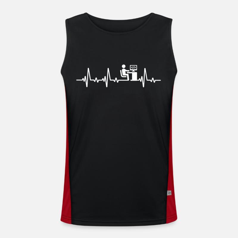Programmer Heartbeat Computer Scientist code - Men's Functional Contrast Tank Top - black/red