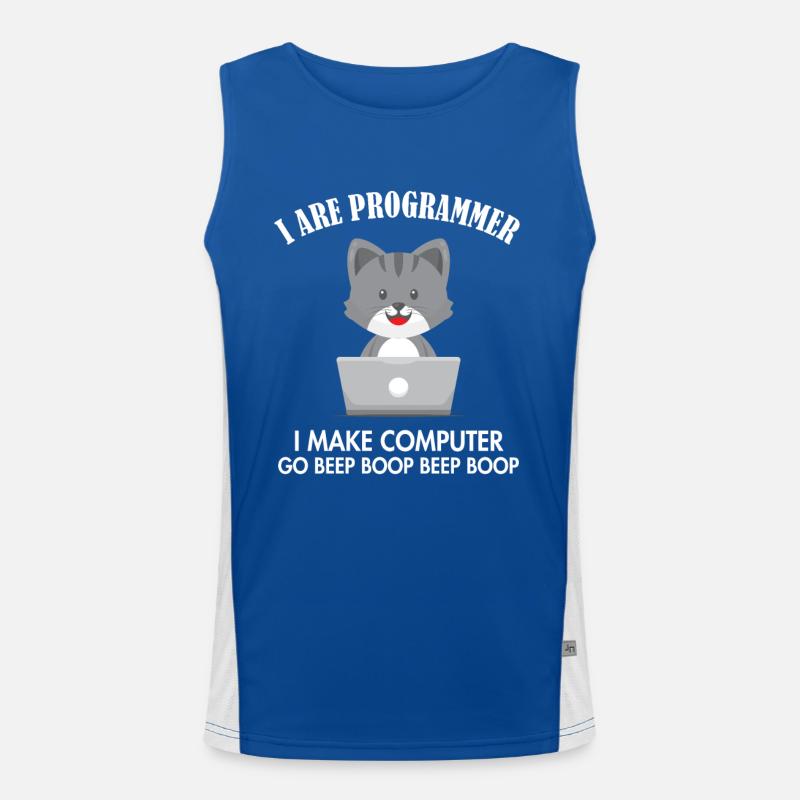 I Are Programmer Cat Engineer Full Stack Software Men's Functional Contrast Tank Top 