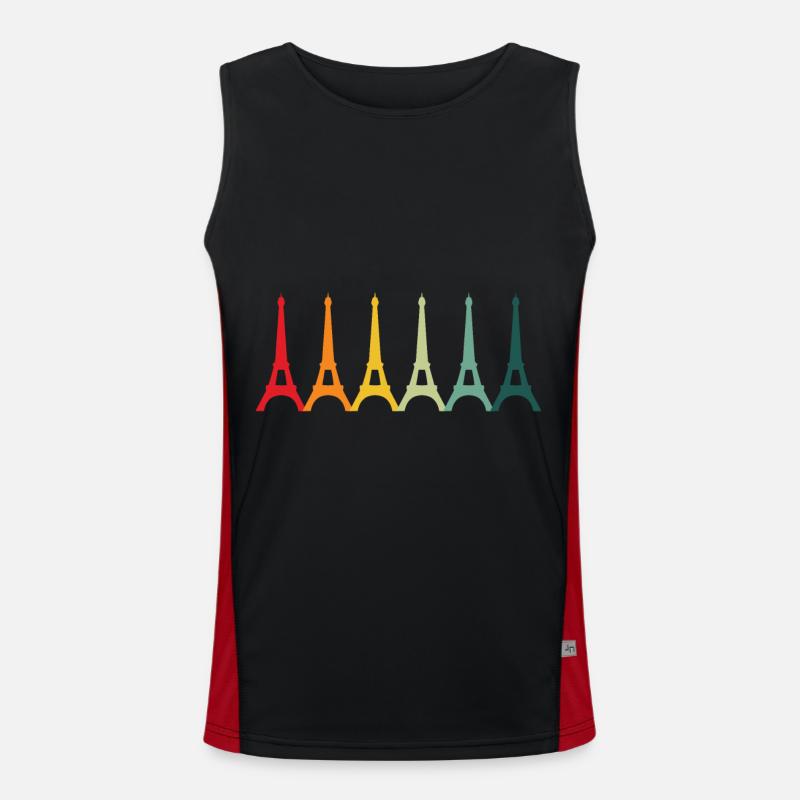 Eiffelturm Paris Retro Frankreich Skyline Funktionelles Kontrast-Tank Top für Männer 