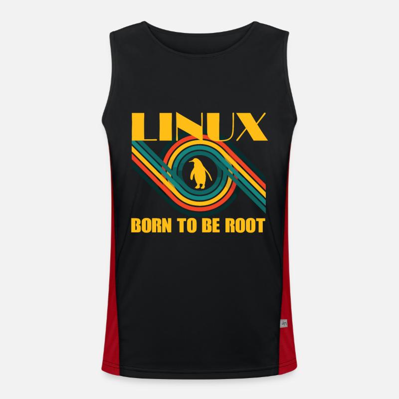 Né pour être Root Linux Retro Penguin Nerd Geek Débardeur respirant contrasté Homme 