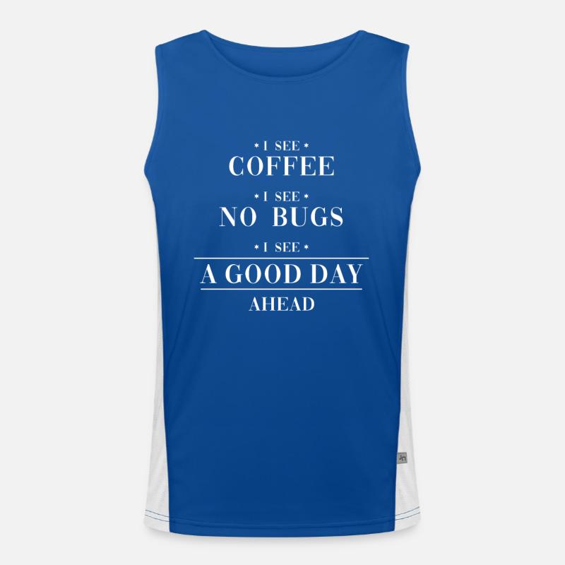 Coffee No Bugs Good Day Developer Coder Funktionelles Kontrast-Tank Top für Männer 