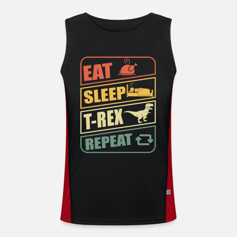 T-Rex Manger Dormir Répéter TRex Dinosaure Dinos Débardeur respirant contrasté Homme 