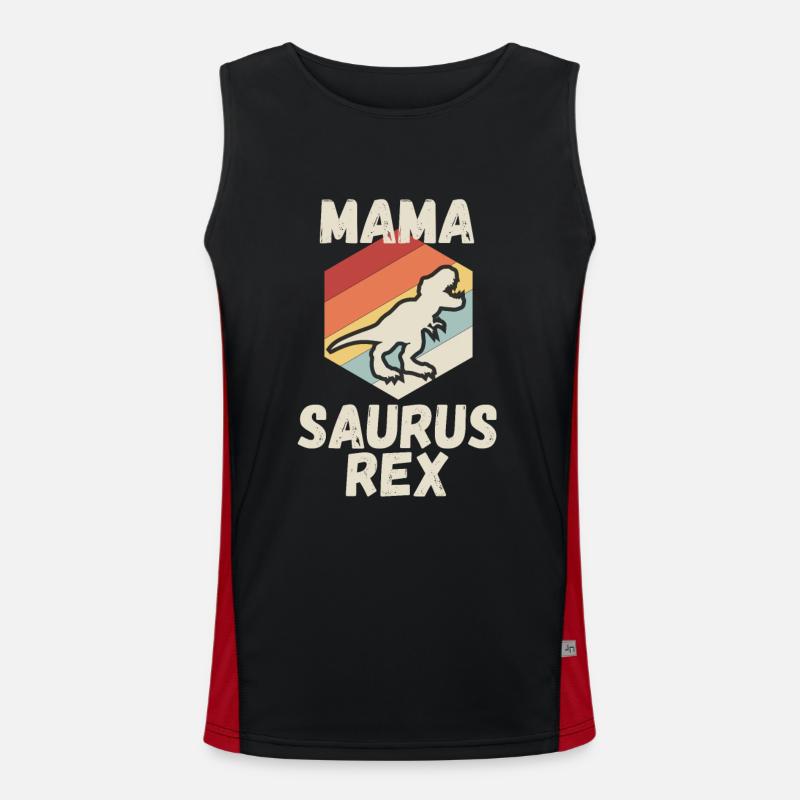 Mama Saurus T-Rex Mère Dino Dinosaure Débardeur respirant contrasté Homme 