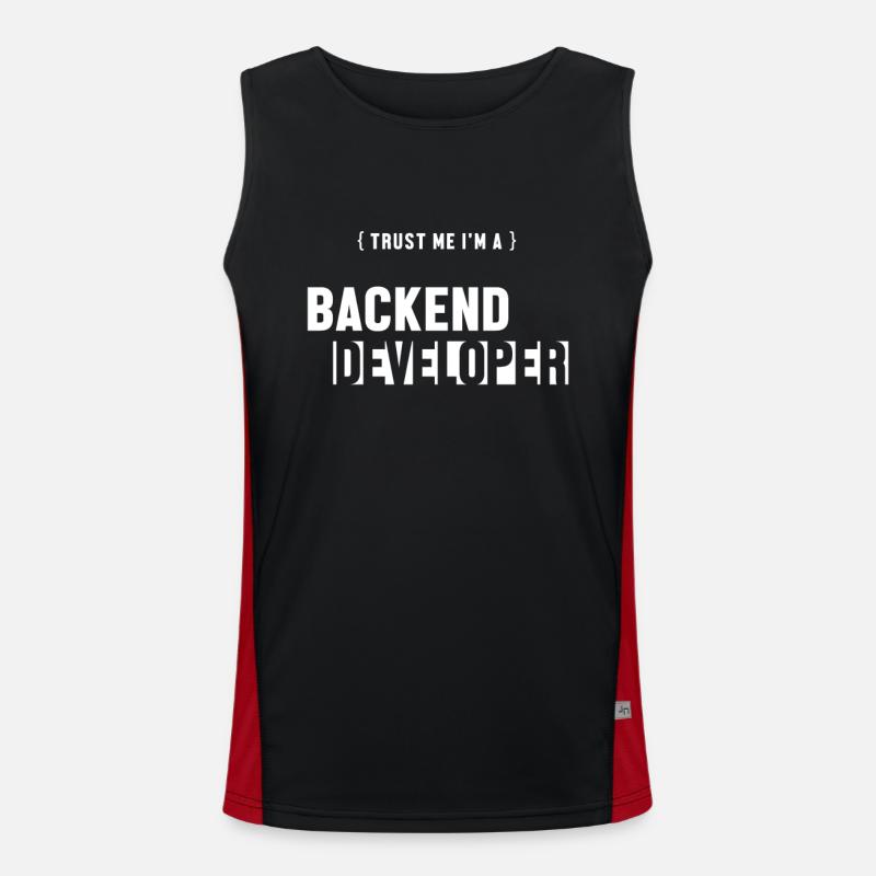 Trust Me I'm Backend Developer Engineer Software Men's Functional Contrast Tank Top 