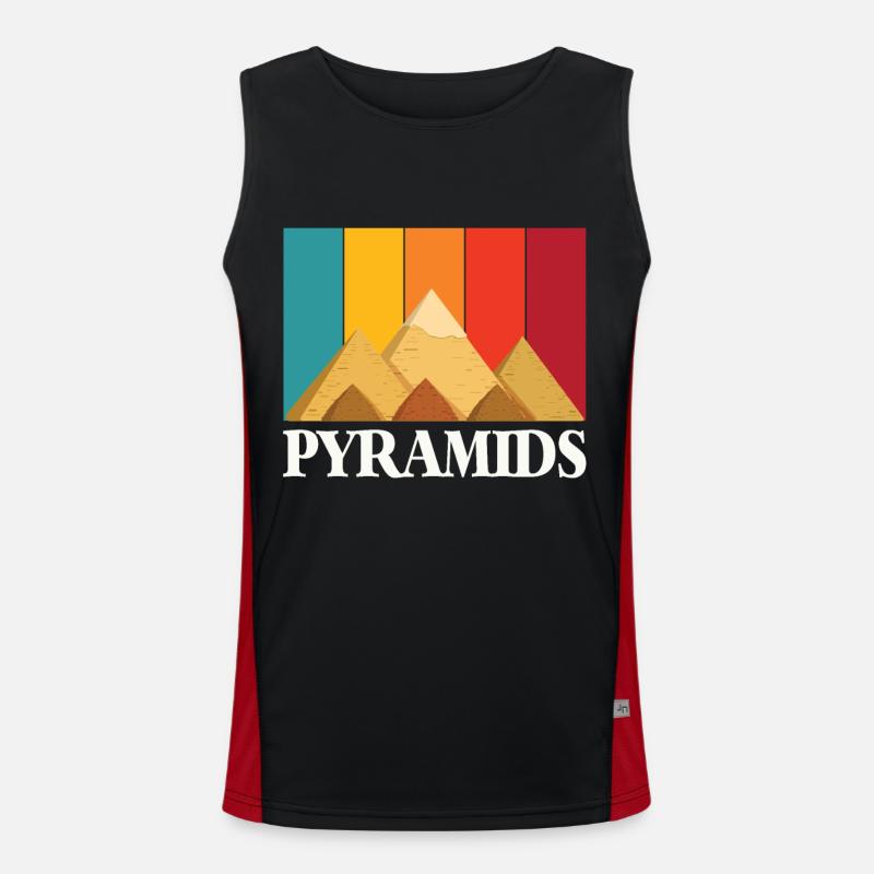 Pyramids Giza Egypt Retro Sphinx Men's Functional Contrast Tank Top 