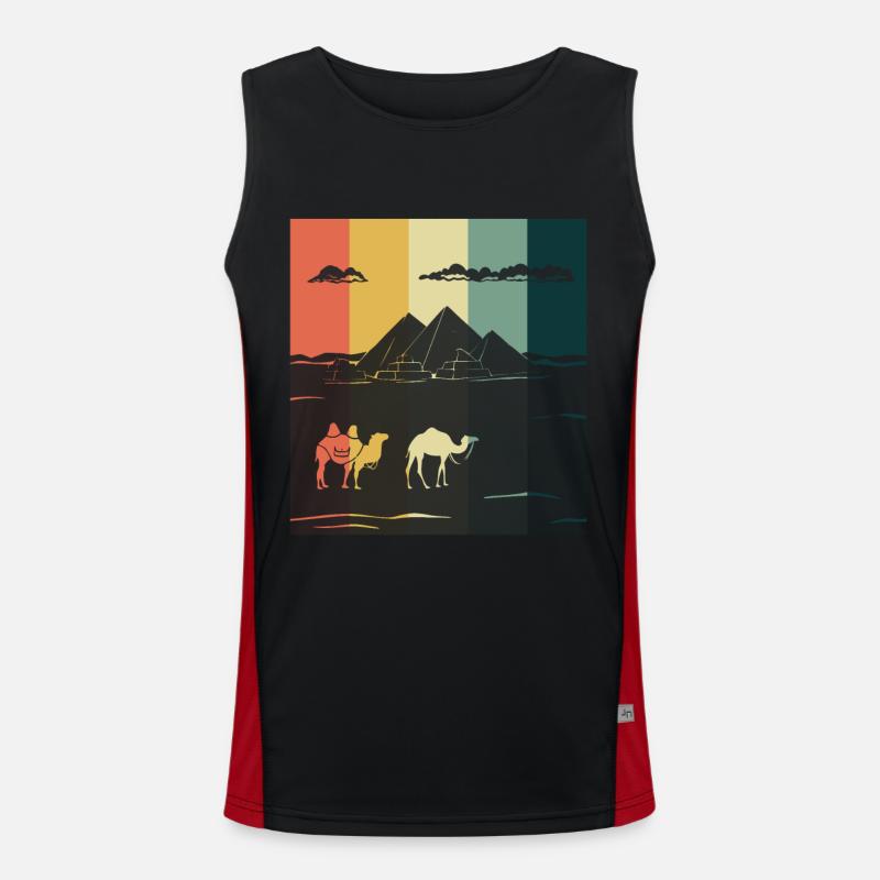 Kamel Gizeh Pyramide Ägypten Sphinx Anubis Funktionelles Kontrast-Tank Top für Männer 